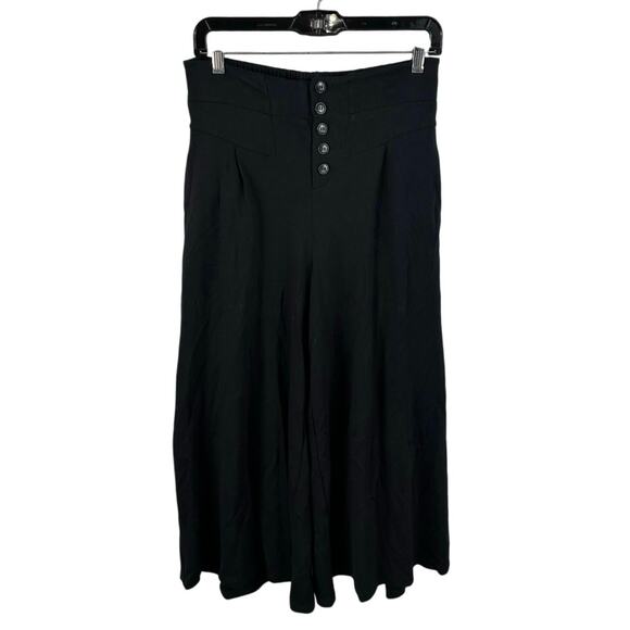 Ettiwa Anthropologie Wide Leg Flowy Pants Black Size XS Boho Cottage Button Fly - Picture 2 of 14